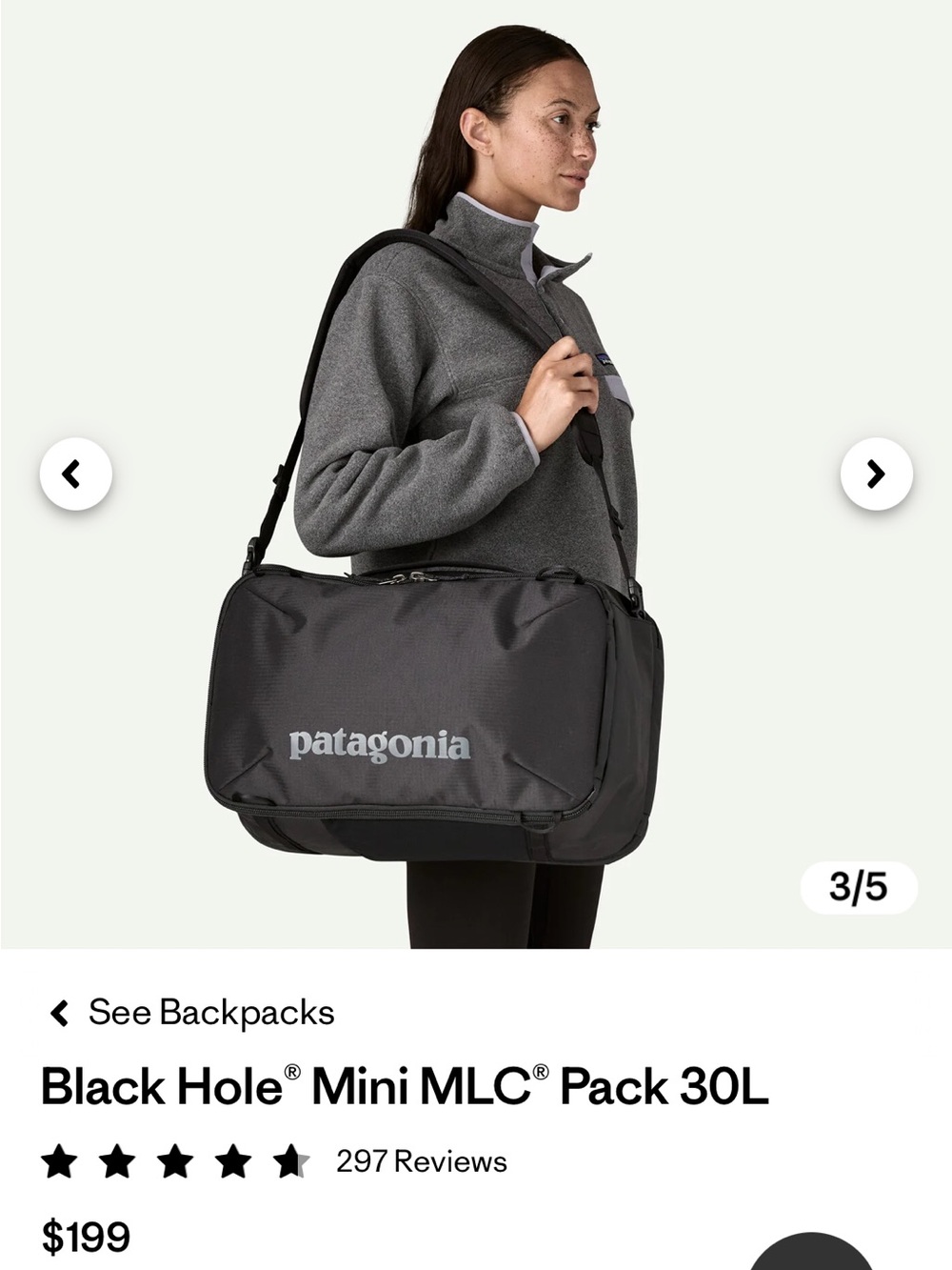 Patagonia Black Hole Mini MLC Pack 30L DISCONTINUED COLOR Gray/Teal - Picture 2 of 5